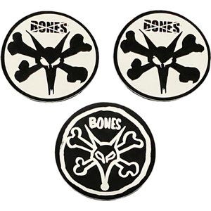 BONES Wheels Rat Bones Circle Wht/Wht/Black - Pack of [3] - Skateboard Stickers